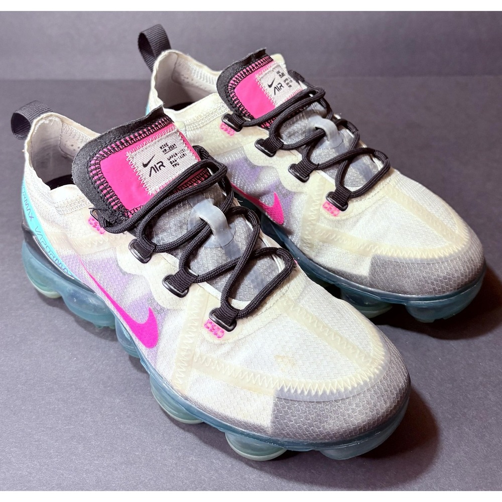 Nike Air Vapormax 2019‎ Shoes Womens Size 5.5 White Pink Teal Running AR6632-005